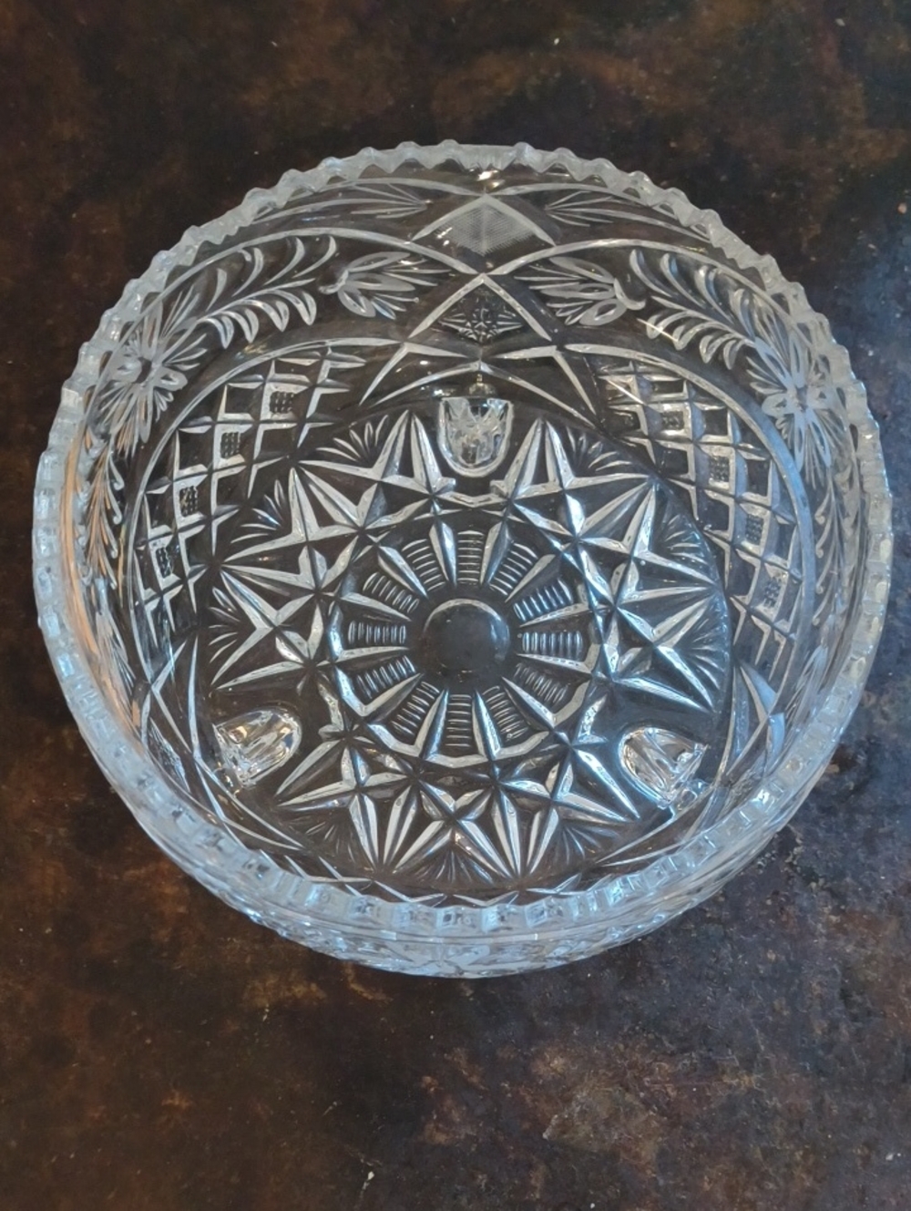 Cut Glass Decorative Serving Bowl - Home Dining 8" Tri Footed Heavy Weight!